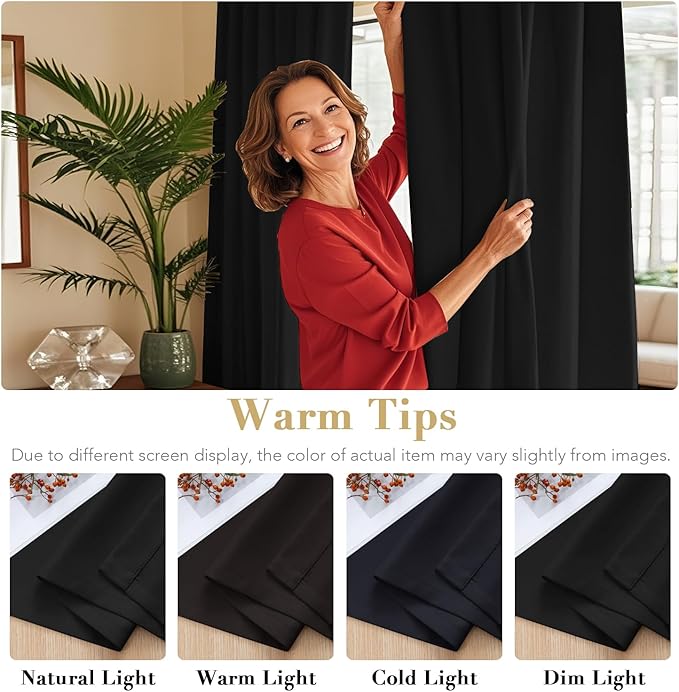 H.VERSAILTEX Blackout Curtains Thermal Insulated Window Treatment Panels Room Darkening Blackout Drapes for Living Room Back Tab/Rod Pocket Bedroom Draperies, 52 x 84 Inch, Black, 2 Panels - Image 6
