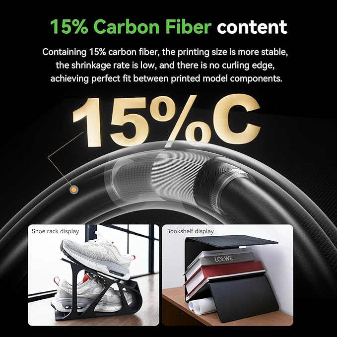 Creality PPA-CF 3D Printer Filament, 1kg, High-Performance Nylon with 15% Carbon Fiber, Black - Image 2