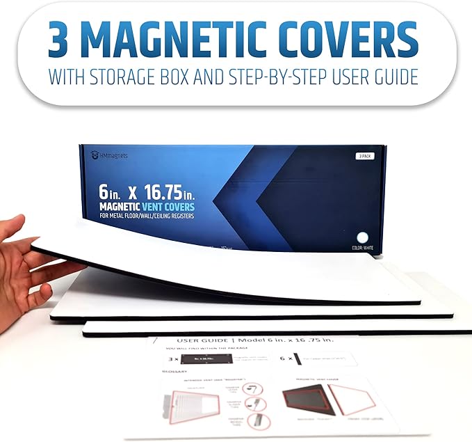 Powerful Magnetic Vent Covers (3-Pack) That Will Never Fall Off (Upgraded Design) - for Sealing Floor/Wall/Ceiling Registers of Width 5.25" to 6", Length 15.25" to 16" | Vent Not Included | White - Image 7