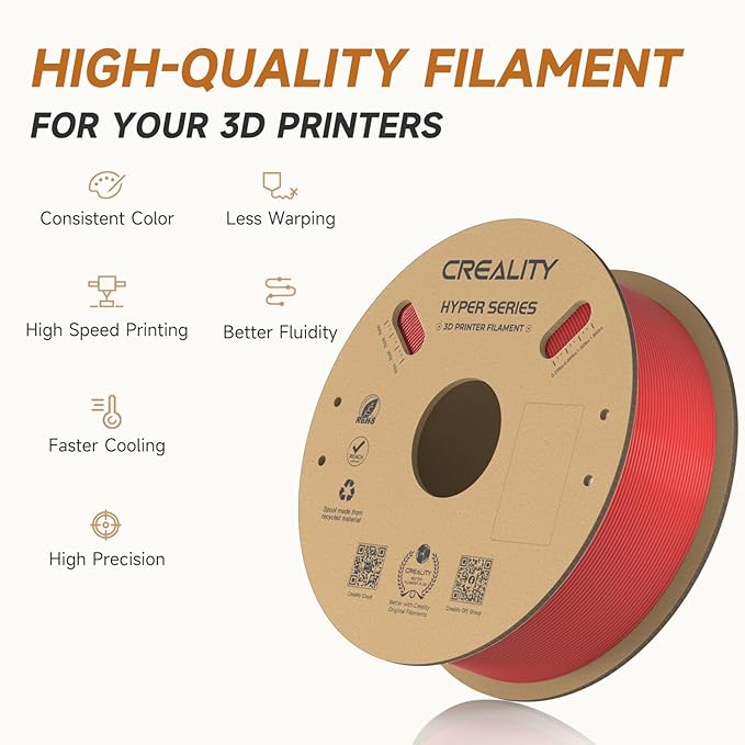 Official Creality Hyper PLA Filament 1.75mm Blue & Red 2KG, 30-600mm/s High Speed PLA Rapid 3D Printer Filament, 2 Pack 1kg Spool(2.2lbs), Dimensional Accuracy +/-0.02mm, Fit Most FDM 3D Printers - Image 8