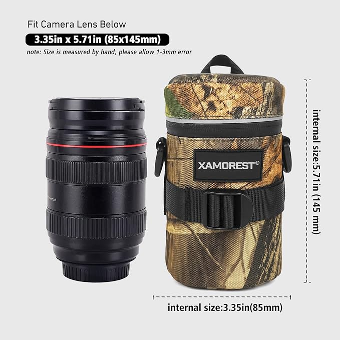 Camera Lens Case Lens Bag Compatible (3.15" x 5.71“(Nylon, Leaf)) - Image 3