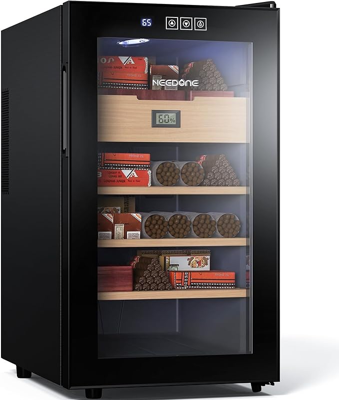 NEEDONE Cigar Humidor 48L with Heating and Cooling Temperature Control System, Quiet Thermostatic Electric Cooler Cabinet for 350 Counts with Digital Hygrometer, Spanish Cedar Wood, Gift for Men by NEEDONE