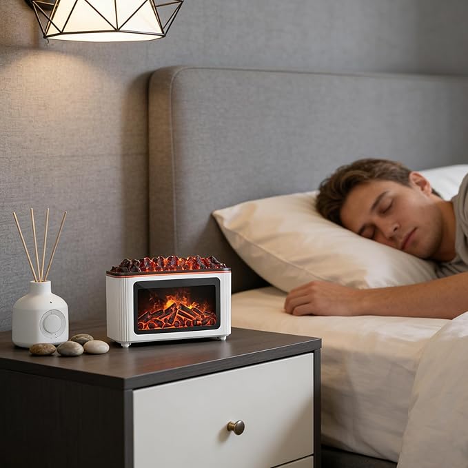 Fireplace Diffuser - 160ml Ultrasonic Quiet Home Decor with 7 Flame Colors,Flame Air Diffuser,for Bedroom Offices Car Living Room Spa Yoga Meditation Hotel Restaurant Retail - Image 7