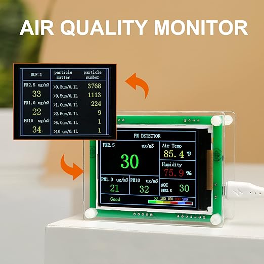 Air Quality Monitor pm2.5 pm10 pm1.0 Detector Indoor air Quality Test kit for Cars ,Home,Office,Hotel etc (PM2.5,AQI) - Image 6