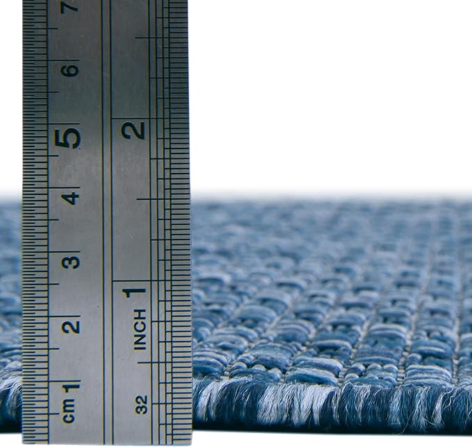 Unique Loom Collection Casual Transitional Solid Heathered Indoor/Outdoor Flatweave Area Rug (2' x 3' 1" Rectangle, Blue/Navy Blue) - Image 3
