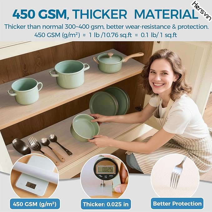 Hersvin Shelf Liners 36 in x 20 ft EVA Drawer Mats, Non-Adhesive Cupboard Protector, Kitchen Cabinet Lining Fridge Liner (Clear Stripe, 91.5x610cm) - Image 2