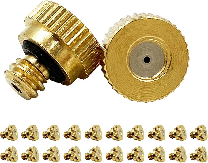RuoFeng Mister Nozzles Brass For Outdoor Cooling System Low-Pressure Atomizer 22 pcs Orifice 0.012" (0.3 mm) 10-24 UNC by RuoFeng