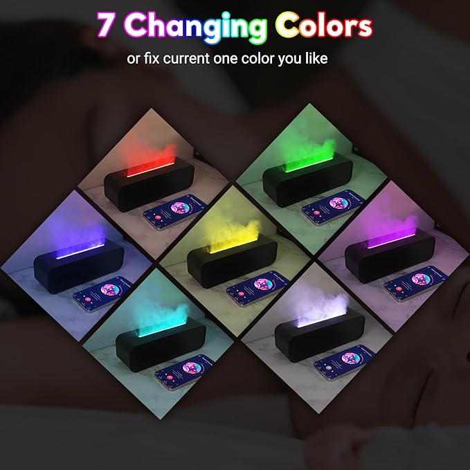 Essential Oil Diffuser, 250ml Flame Oil Diffuser - Aromatherapy Humidifier, Sound Activated Flame Effect, Rainbow Flame, Music Sync, Remote Control - Perfect for Bedroom Home Office Yoga (Black) - Image 3