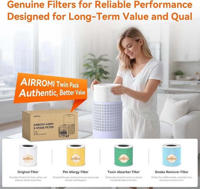 AIRROMI Air Purifier for Bedroom with A2001 Lavender Purple - Image 9