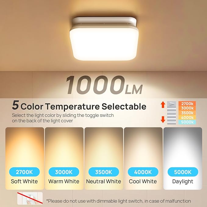 Consciot Bathroom Exhaust Fan with Light, 50 CFM, 1.0 Sone Super Quiet, 1000Lm LED Light, 2700K-5000K 5 Color Selectable & Nightlight, 16W Bath Fan Light Combo - Image 3