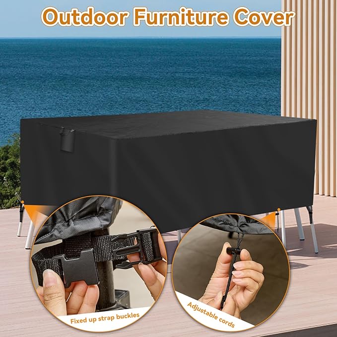 TUOKING Outdoor Furniture Covers Heavy-Duty 420D Waterproof Cover,All-Weather Patio Furniture Protector for Sofa,Chairs & Table-UV-Resistant,Anti-Tear Dustproof Covers (Black, 84"L x 52"W x 29"H) - Image 5