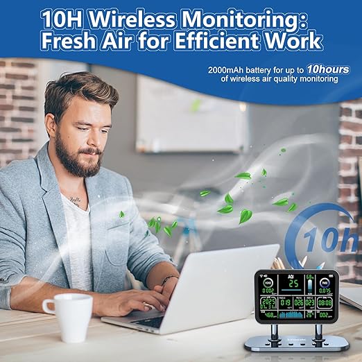 Air Quality Monitor Indoor,16 in 1 Smart Air Quality Monitor 6" Indoor Air Quality Meter VOC, AQI, HCHO, CO, Alarm, PM1.0, Temp, HUMI&CO2 PM2.5 Monitor,Indoor Air Quality Test for Home WiFi Connect - Image 9