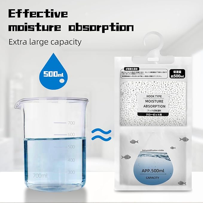 Hanging Moisture Absorbers, Portable Dehumidifier Bags, Fragrance Free Humidity Absorber for Closet, Suitable for Bedroom, Bathroom, Kitchen (230g/Pack, 10 Packs) - Image 3