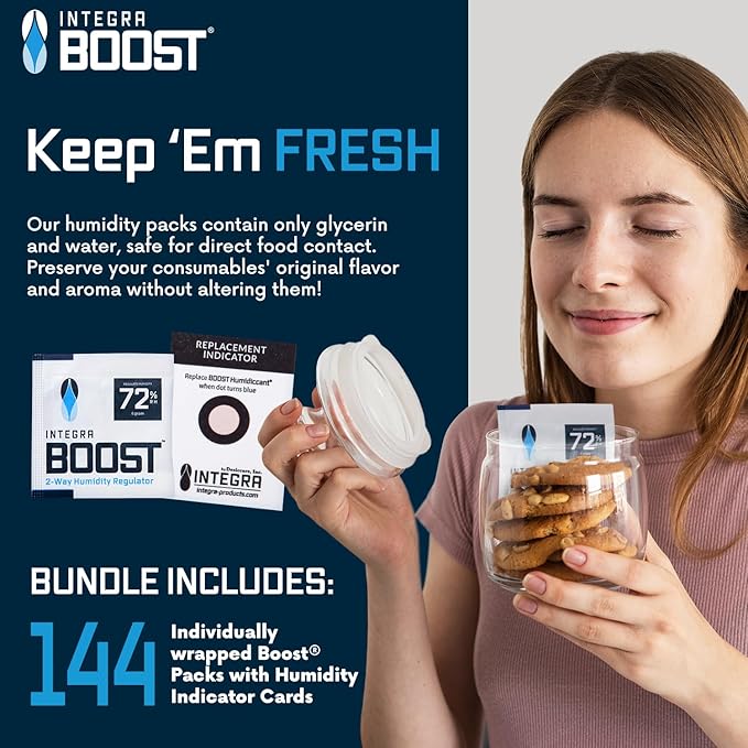 Integra Boost 2-Way Humidity Control Pack - Preserve Flavor & Control Humidity at 72% RH - Moisture Absorber for Herbs, Spices & More - 8 Gram (Pack of 144 in Retail Display) - Image 7