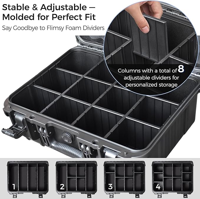 Graded Card Case Storage Box – Extra Large Trading Card Storage Box with 8 Adjustable Dividers – Baseball & Sports Card Storage Case – Fits PSA, BGS, SGC, Toploaders & Magnetic Holders - Image 3