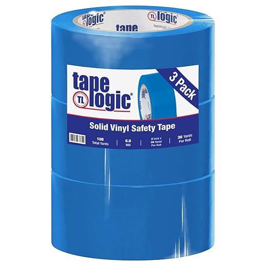Aviditi Tape Logic Multipurpose Solid Vinyl Safety Tape, (Bulk Pack of 3) 2 Inch x 36 Yards, Blue, Heavy-Duty 6 Mil Thick - Moisture/Grease Resistant, Floor Marking and Social Distancing by Aviditi