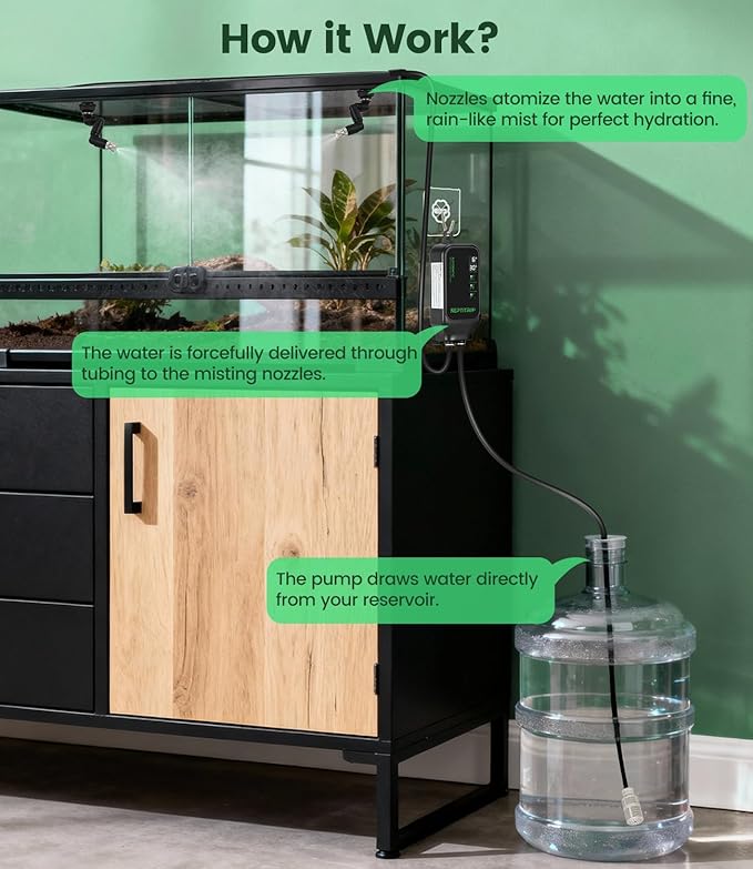 Reptile Mister System with Timer, Reptile Humidifiers Automatic, 360°Adjustable Misting Nozzles, DIY Misting System for Amphibians, and Rainforest Plants - Image 3