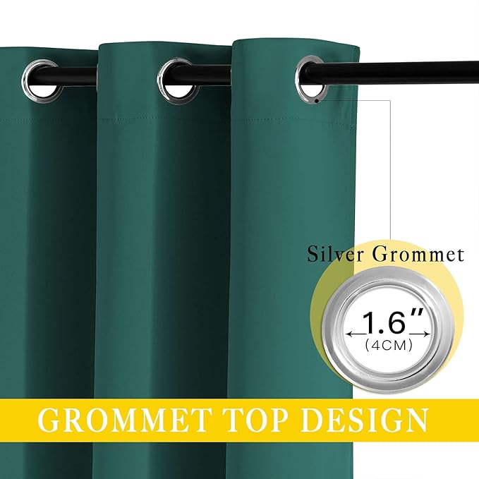 NICETOWN Bedroom Window Blackout Curtain Panel - Home Decoration Thermal Insulated Blackout Drape/Drapery for Loft, Guestroom (Hunter Green, 1 Panel, 80 x 84 inch) - Image 2