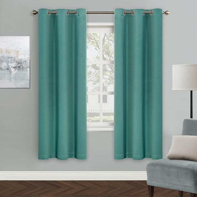 MYSKY HOME Blackout Curtains Doorway Closet Curtains for Bedroom 72 Inch Length Door Curtains Thermal Insulated Room Darkening with Grommet Window Curtain for Living Room, 1 Piece, 42 x 72 Inch, Teal - Image 7