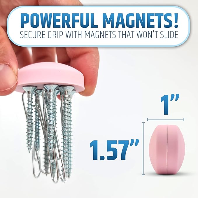 Powerful Anti-Billowing Magnetic Shower Curtain Weights for Splash-Free Bath Experience - 360° Silicone Wrapped - Will Never Rust - Heavy Magnets Prevent Curtain Liners from Blowing | 4 Pairs | Pink - Image 5