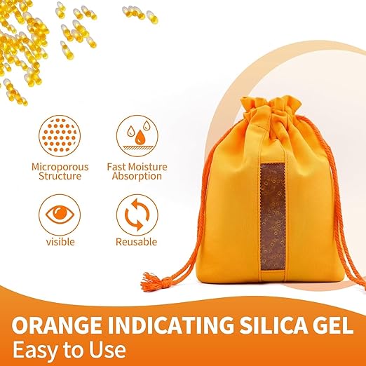 5X 1000 Gram Reachargeable Silica Gel Beads with 5 Cloth Bags, Indicating Moisture Absorber Desiccant Packs for Storage - Image 2