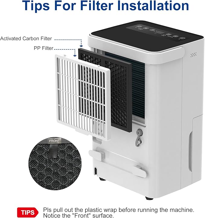 Shinco 30 Pints Dehumidifier for Home and Basements, 1500 Sq.Ft Dehumidifiers with Drain Hose, Auto or Manual Drainage, Auto Defrost, Quietly Remove Moisture, Activated Carbon Filter, 24HR Timer - Image 4