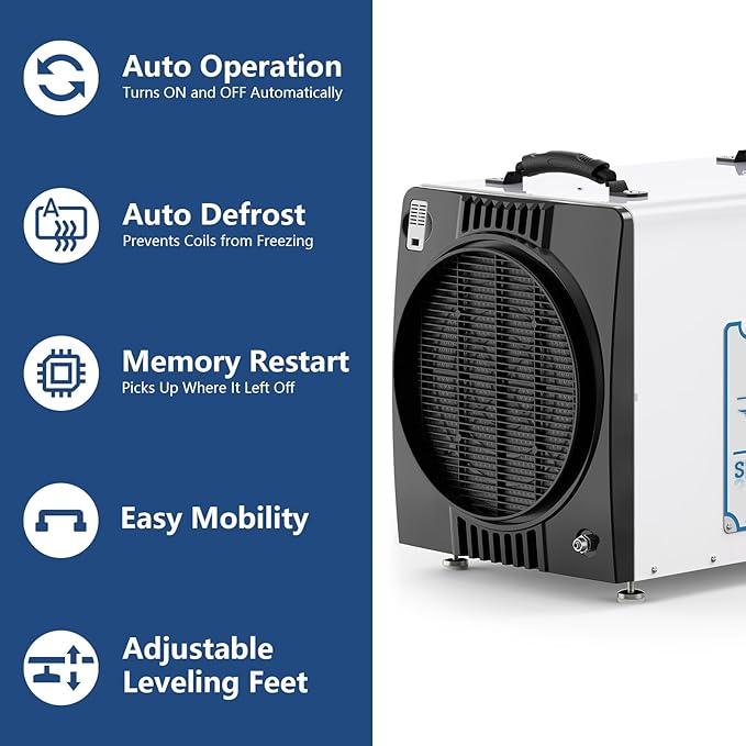 ALORAIR Duct-able Version Basement/Crawl Space Dehumidifiers 198 PPD Commercial Industrial Dehumidifier with Pump and Drain Hose, Auto Defrosting - Image 6