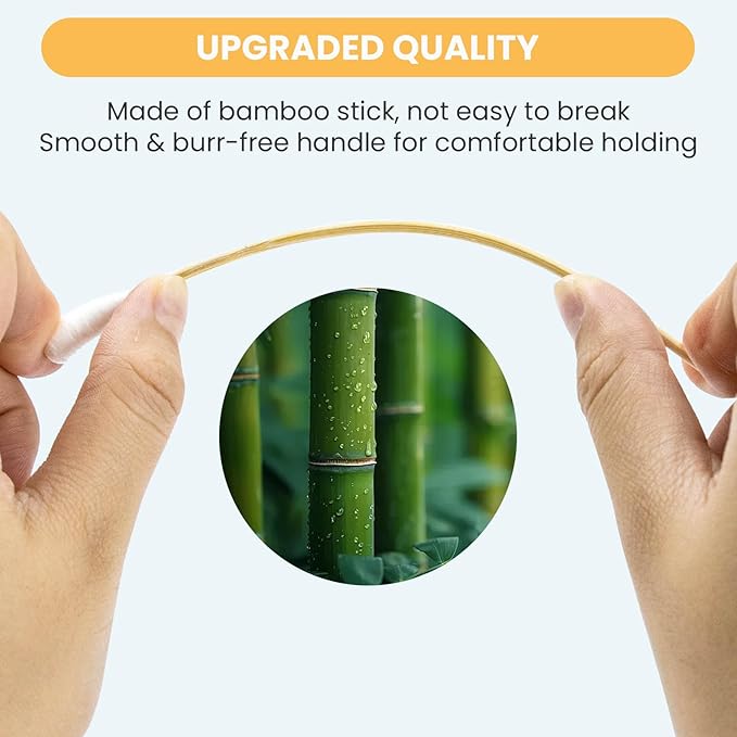 200PCS Large Cotton Swabs in Storage Box - 6 Inches Long Cotton Swab with Bamboo Handle - Soft, Lint Free, Highly Absorbent Single Tipped Applicators for Dog Care, Makeup & Home Cleaning - Image 4