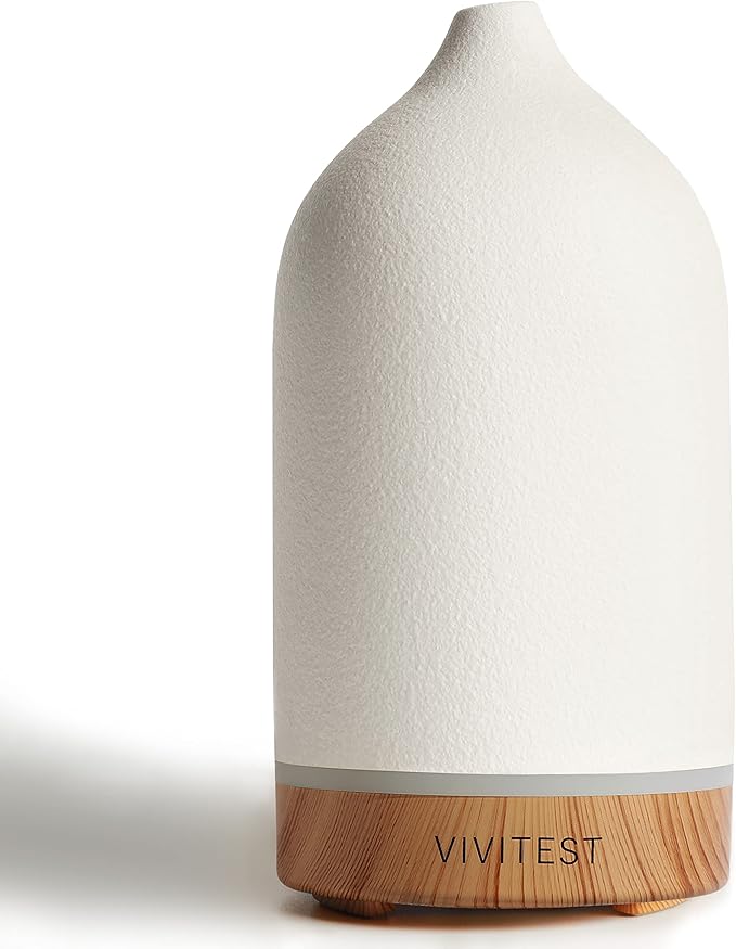 VIVITEST 200ML Ceramic Essential Oil Diffuser,Stone Essential Oil Diffuser,Ultrasonic Aromatherapy Diffusers for Home by VIVITEST