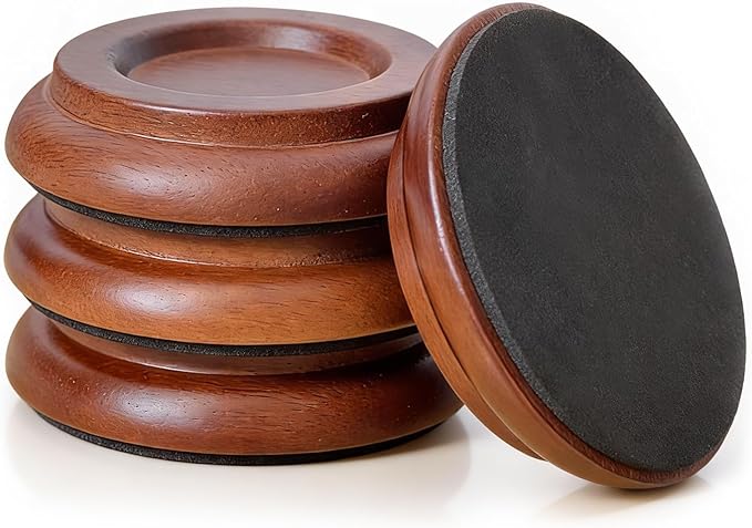4 Pcs Solid Wood Upright Piano Caster Cups, Non-Slip & Anti-Noise for Floor Protectors Brown by Unknown
