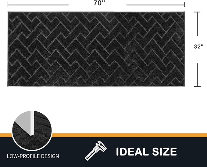 PURRUGS Dirt Trapping Door Mat 32" x 70", Non-Slip Machine Washable Entry Rug, Dog Doormat, Indoor Front Door Mat, Super Absorbent Entryway Rug for Muddy Shoes & Paws, Black - Image 2