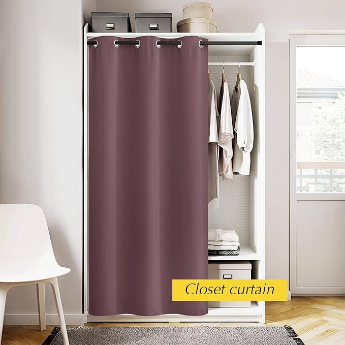 NICETOWN Heat Blocking Blackout Thermal Insulated Door Curtain, Privacy Room Separators Divider Wall, 60-70% Soundproof Noise Reducing Doorway Curtains, 42" W x 80" W, 1 Panel, Dry Rose - Image 3