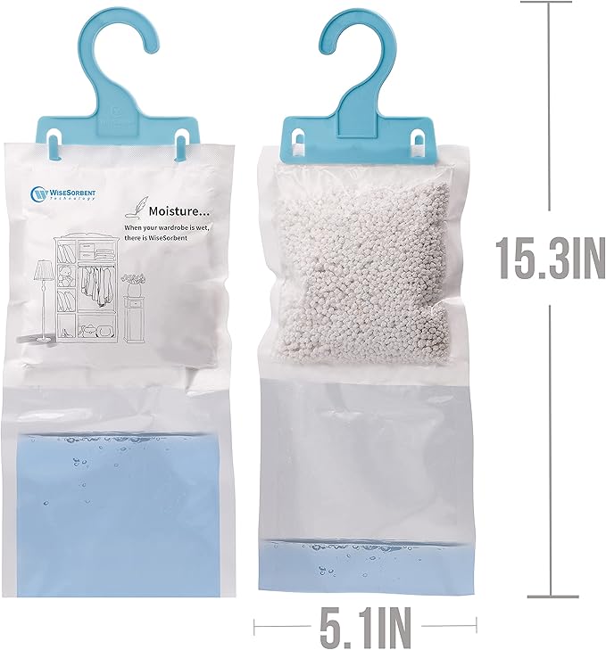 Moisture Absorber Packets with Plastic Case & Hook, Odor Eliminator, Leak Proof, Fragrance Free, Humidity Packs, Hanging Closet Dehumidifier Bags, Moisture Absorber (4 Packs) - Image 9