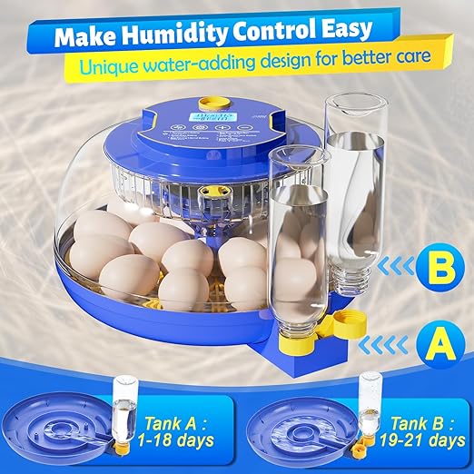 Incubator for Hatching 18 Eggs - Automatic Turning Smart Temp Humidity Control with Alarm, 360° Clear View Candler Function for Chicken Duck Quail Goose Poultry (Dual Trays) - Image 3