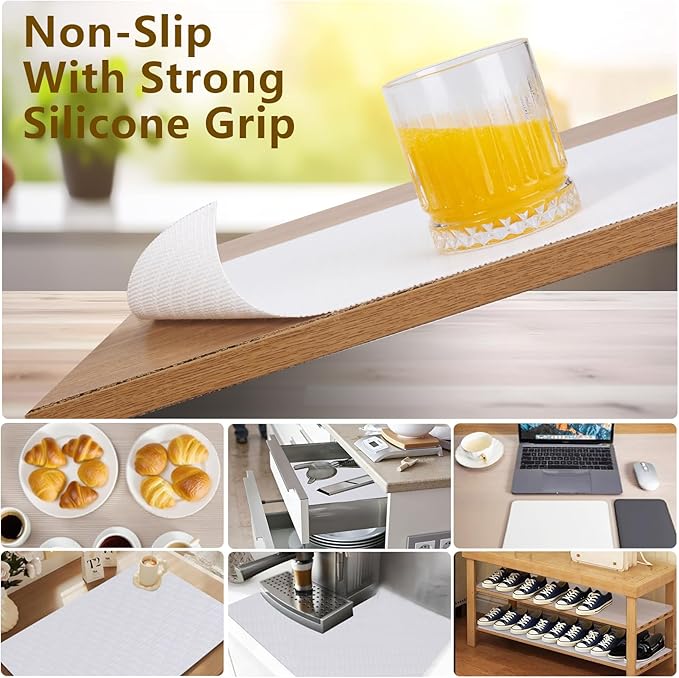 Shelf Liner, 14 Inches x 20 FEET Non-Slip Kitchen Cabinet Liner, Washable Oil-Proof Non-Adhesive Contact Paper for Kitchen Drawer, Cabinet, Shelves, Refrigerator, Storage, Desks, coutertops - Image 2