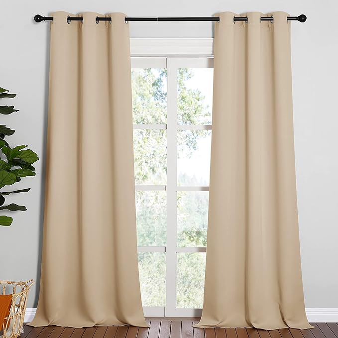 NICETOWN Room Darkening Grommet Panels - Baby Room Curtains 90 inches Long, Privacy Draperies (42 inches Width, Biscotti Beige, 1 Pair) - Image 2