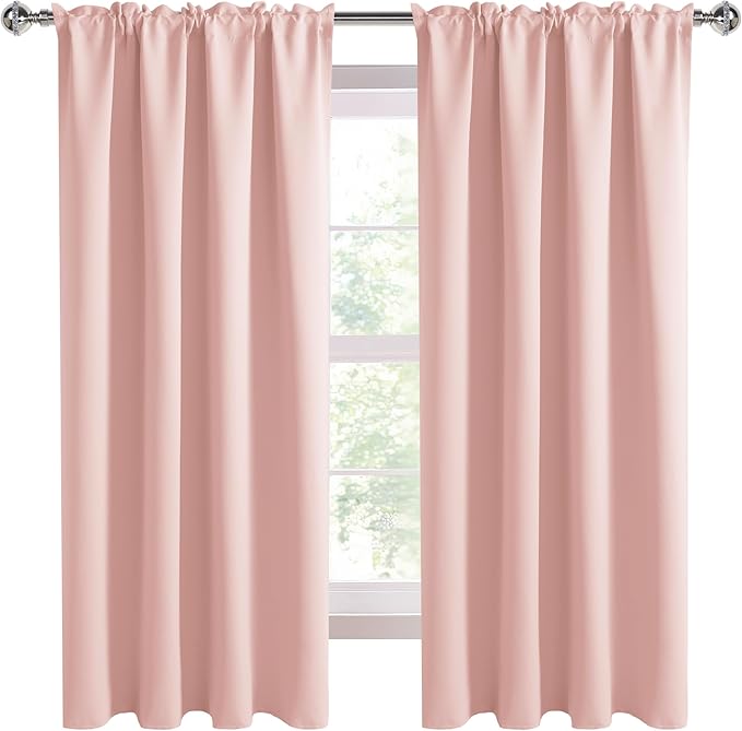 DWCN Blackout Curtains – Thermal Insulated, Energy Saving & Noise Reducing Bedroom and Living Room Curtains, Blush Pink, W 42x L 63 Inch, Set of 2 Rod Pocket Curtain Panels - Image 9