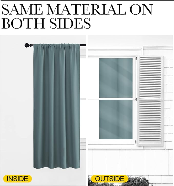 NICETOWN Blackout Curtains for Living Curtains, Greyish Blue, 2 Panels, 29 by 30, Room Darkening Window Curtain Panels, Easy-Care Solid Thermal Insulated Draperies/Drapes for Daughter Room - Image 5