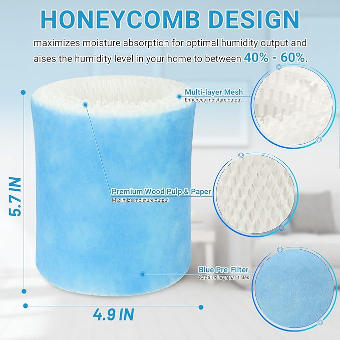 Lemige Premium Humidifier Filter Replacement 2.0 for Canopy Bedside and Nursery Humidifiers, Upgraded Blue Pre-Filter Humidifier Wicking Filter Replace Every 6 Weeks-4 Pack - Image 9