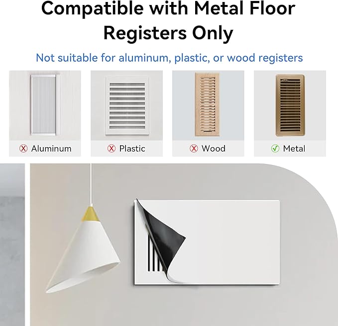 Powerful Thick Magnetic Vent Cover 8 X 15.5 Inch Fits Home Air Vent for Floor, Wall, Ceiling Steel Registers, RV, Easily Cut to Any Size (Set of 4) - Image 5