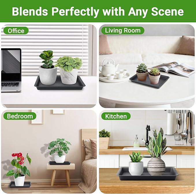 GREANER 3 Packs Plant Tray, 11 Inch Black Seed Starter Tray Rectangular, Heavy Sturdy Plant Saucer for Outdoors and Indoors Use - Image 6