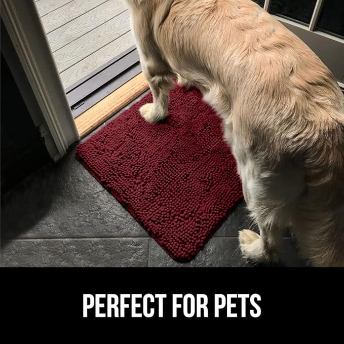 GORILLA GRIP SOAKSTOPPER Dog Door Mat, 60x36 Machine Washable Rug Absorbent Doormat Captures Moisture Mud Dirt, Quick Dry Soft Chenille Entryway Rugs Indoor Entrance Mats for Dog Paws, Burgundy - Image 7
