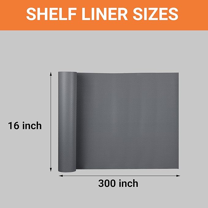 FLPMIX 16" Cabinet Shelf Liners Dark-Grey: Waterproof Kitchen Drawer Mat 16 x 300 Inch - Easy to Cut Small Cupboard Liner for Closet Pantry Shelving - Image 9