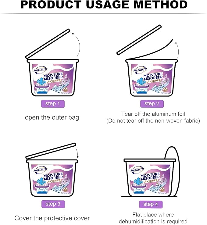 NATRUTH Moisture Absorbers with Lavender Scent,9-Pack Portable Closet Dehumidifier, Odor Eliminator Absorber Bucket, Unscented Humidity Absorber,Cleaner Air Dehumidifier for Closet,Bathrooms - Image 8