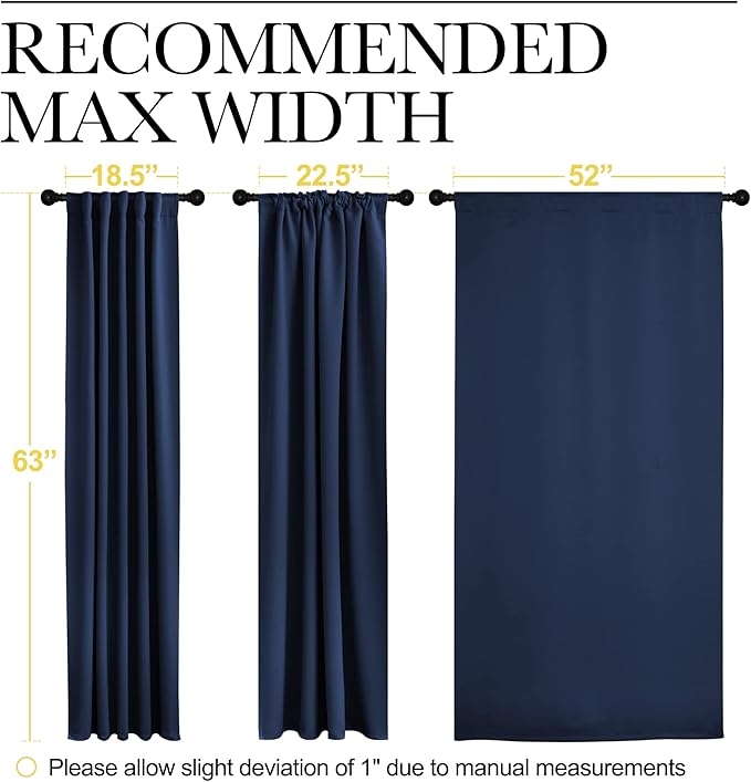 NICETOWN Blackout Curtains Window Drapes - (Navy Color) 52 inches W by 63 inches L, Set of 2, Blackout Curtain Panels for Boy's Nursery - Image 8