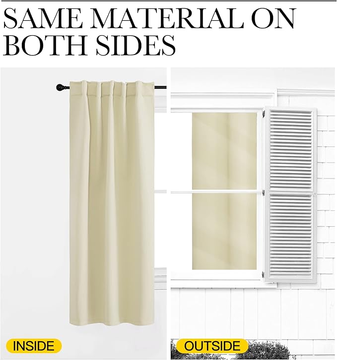 NICETOWN Living Room Room Darkening Curtains, Soft and Smooth Fabric Draperies and Panels, Privacy Energy Smart Curtains for Patio Door (Beige, 52" Wide x 84" Long, 2 PCs - Image 6