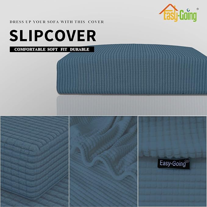 Easy-Going Stretch Chair Cushion Cover Sofa Cushion Furniture Protector Sofa Seat Sofa Slipcover Sofa Cover Soft Flexibility with Elastic Bottom(Chair Cushion, Bluestone) - Image 3