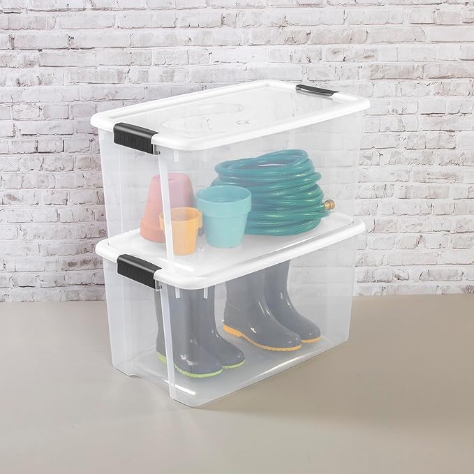 Sterilite 4 Pack Ultra Latching Box, Storage Bins with Lids, Clear Plastic, 70 Quart - Heavy-Duty Organizing Containers for Closet, Bathroom, and Office - Image 8