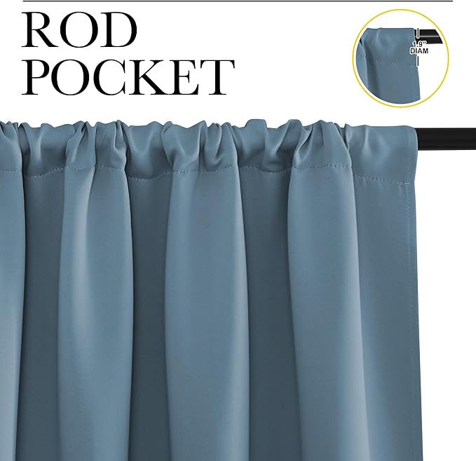 NICETOWN RV Blackout Curtains for Camper Windows, Smoky Blue, 29" Wide by 40" Long, 2 PCs, Short Blackout Curtains & Drapes, Thermal Insulated Blackout Curtain Panels for Kids Room, Play Room - Image 2