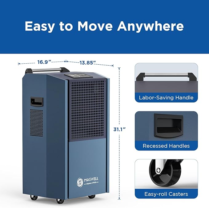 190 Pints Commercial Dehumidifier with Pump for Basements, Industrial Heavy Duty Commercial-grade Portable Dehumidifiers for Large Spaces Warehouse Grow Room, Water Damage Restoration - Image 7